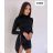 Šaty mini s rolákom a zipsom dlhý rukáv dámske (S/M ONE SIZE) TALIANSKA MóDA IMM22II1479