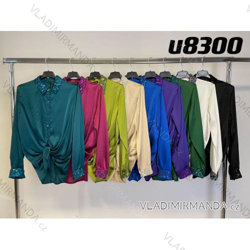 Košeľa trblietavá dlhý rukáv dámska (S/M ONE SIZE) TALIANSKA MÓDA IMM22UN8300