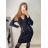 Šaty elegantný úpletové dlhý rukáv dámske (S/M ONE SIZE) FRANCÚZSKA MÓDA FMWKK22MCY03619/DU hnedá S/M