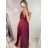 Šaty dlouhé elegantní s flitry na ramínka dámské (S/M ONE SIZE) ITALSKÁ MÓDA IMWD223775/UL S/M čierna