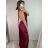 Šaty dlouhé elegantní s flitry na ramínka dámské (S/M ONE SIZE) ITALSKÁ MÓDA IMWD223775/UL S/M čierna