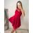 Šaty elegantné krátke bez rukávov spoločenské dámske (S/M ONE SIZE) TALIANSKA MÓDA IMM22Q52233/UL S/M červená