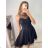 Šaty elegantné krátke bez rukávov spoločenské dámske (S/M ONE SIZE) TALIANSKA MÓDA IMM22Q52233/UL S/M červená
