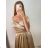 Šaty carmen dlhé na ramienka elegantné saténové dámske (S/M ONE SIZE) TALIANSKA MÓDA IMPBB22B22735/DR - zelená lipová - S/M