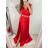 Šaty dlhé spoločenské plesové na ramienka dámske (S/M ONE SIZE) TALIANSKA MÓDA IMM22Ls25402/DR S/M červená