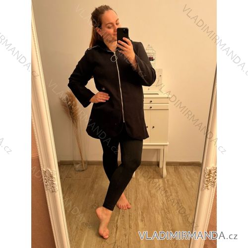 Kabát na zips s kapucňou dlhý rukáv dámska nadrozmer (XL/2XL ONE SIZE) TALIANSKA MÓDA IM422650