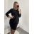 Šaty klasik teplé dlhý rukáv dámske (S/M ONE SIZE) TALIANSKA MÓDA IMM22SA21872/DR S/M čierna
