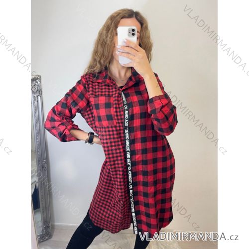 Šaty košeľové dlhý rukáv dámske (L/XL ONE SIZE) TALIANSKÁ MÓDA IMWD21035