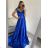 Šaty elegantné spoločenské plesové carmen dámske (L/XL/2XL ONE SIZE) TALIANSKA MÓDA IMPSH2450039 modrá L-2XL