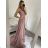 Šaty elegantné dlhé na ramienka dámske (S/M ONE SIZE) TALIANSKA MÓDA IMPSH2260031/DU S/M staroružová