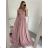 Šaty elegantné dlhé na ramienka dámske (S/M ONE SIZE) TALIANSKA MÓDA IMPSH2260031/DU S/M staroružová