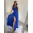 Šaty elegantné spoločenské na ramienka dámske (S/M ONE SIZE) TALIANSKA MÓDA IMPSH2280628/DU S/M kráľovská modrá