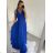 Šaty elegantné spoločenské na ramienka dámske (S/M ONE SIZE) TALIANSKA MÓDA IMPSH2280628/DU S/M kráľovská modrá