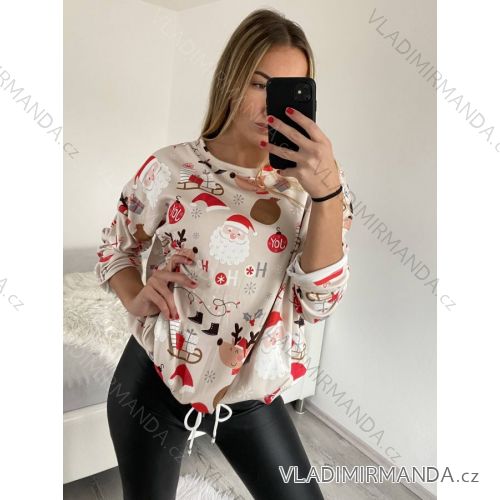 Tunika Vianočná zamatová teplá dlhý rukáv dámska nadrozmer (XL/2XL ONE SIZE) TALIANSKA MóDA IM422580