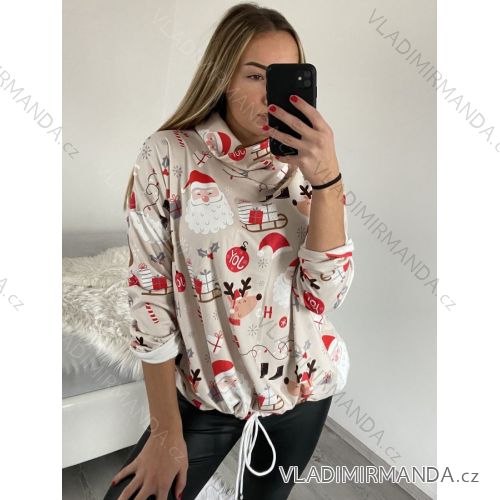 Tunika Vianočná zamatová teplá s rolákom dlhý rukáv dámska nadrozmer (XL/2XL ONE SIZE) TALIANSKA MóDA IM422581