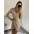 Šaty elegantní společenské třpytivé flitrové dlouhý rukáv dámské (S/M ONE SIZE) ITALSKÁ MÓDA IMM228558