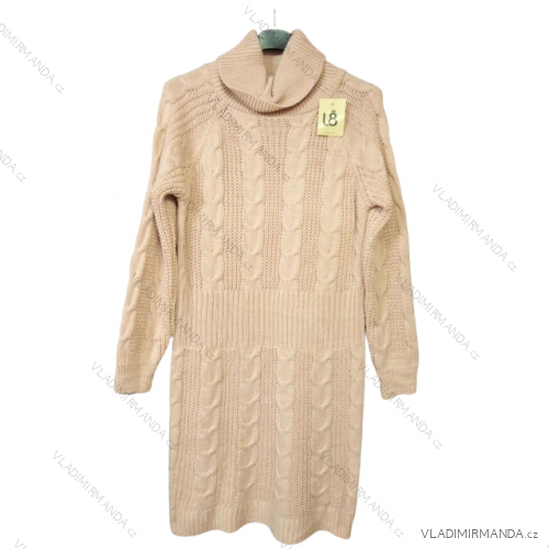 Šaty pletené s rolákom dlhý rukáv dámske (S/M/L ONE SIZE) TALIANSKA MóDA IM4221085/DU staroružová
