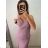 Šaty elegantné spoločenské dlhé na ramienka trblietavé dámske (S/M ONE SIZE) TALIANSKA MóDA IMM2255333/DU S/M ružová