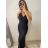 Šaty elegantné spoločenské dlhé na ramienka trblietavé dámske (S/M ONE SIZE) TALIANSKA MóDA IMM2255333/DU S/M ružová