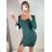 Šaty elegantné spoločenské dlhý rukáv dámske (S-XL) TALIANSKA MÓDA IMWGS223996B/DU smaragdová M