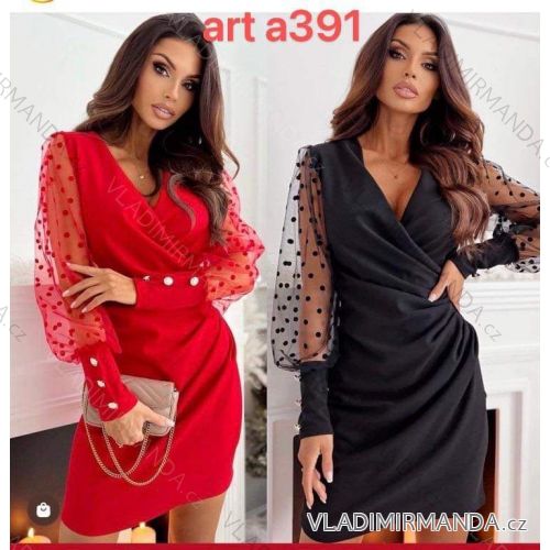 Šaty elegantný dlhý rukáv dámske (S/M ONE SIZE) TALIANSKA MÓDA IMWK22LAURA