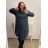 Šaty sanetové s goliérem dlhý rukáv dámske nadrozmer (2X/3XL ONE SIZE) TALIANSKA MóDA IM4221295