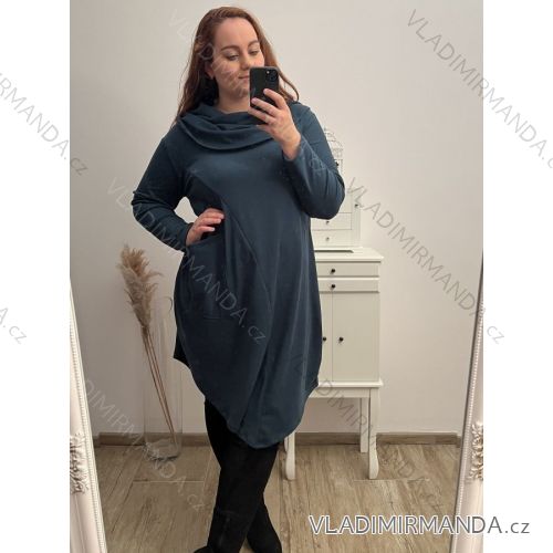 Šaty sanetové s goliérem dlhý rukáv dámske nadrozmer (2X/3XL ONE SIZE) TALIANSKA MóDA IM4221295