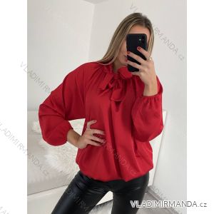 Blúzka saténová dlhý rukáv dámska (S/M/L ONE SIZE) TALIANSKA MóDA IM322561/DR