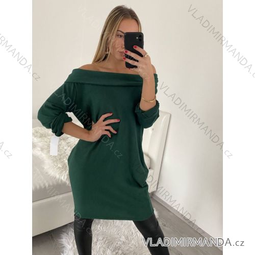 Šaty teplé klasik carmen dlhý rukáv dámske (S/M ONE SIZE) TALIANSKA MóDA IM322297