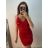Šaty elegantné trblietavé na ramienka dámske (S/M ONE SIZE) TALIANSKA MÓDA IMWE224059/DU červená S/M