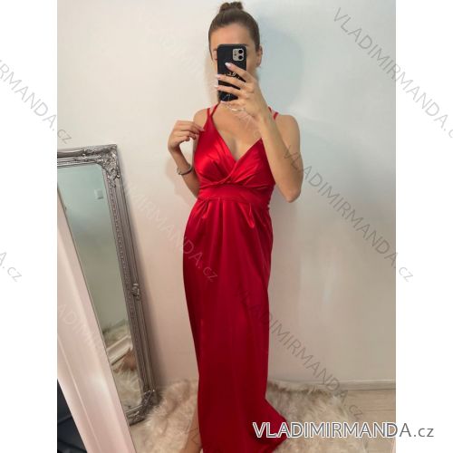 Šaty dlhé elegantné plesové na ramienka dámske (S/M ONE SIZE) TALIANSKA MÓDA IMWE226472