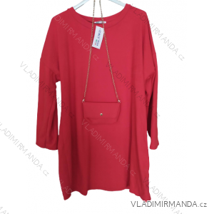 Šaty semišové s kabelkou dlhý rukáv dámske nadrozmer (XL/2XL/3XL ONE SIZE) TALIANSKA MóDA IM4221331/DR