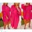 Šaty oversize košilové dlouhý rukáv dámské (S/M/L ONE SIZE) ITALSKÁ MÓDA IMWA22523/DR M / L tmavo červená