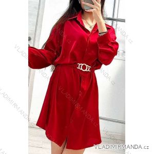 Šaty košeľové saténové dlhý rukáv dámske (S/M ONE SIZE) TALIANSKA MÓDA IMWC23008