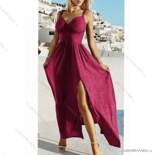 Šaty spoločenské elegantné dlhé na ramienka dámske (S/M ONE SIZE) TALIANSKA MÓDA IMWC23011