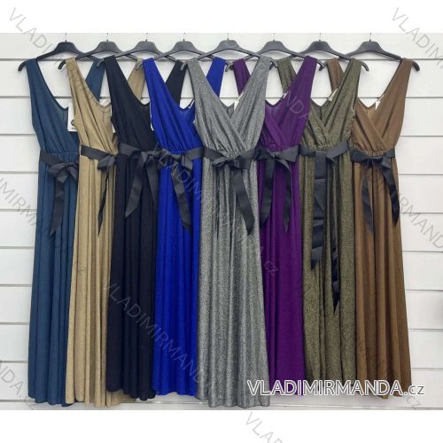 Šaty spoločenské elegantné dlhé brokát trblietavé na ramienka dámske (S/M ONE SIZE) TALIANSKA MÓDA IMWC23012