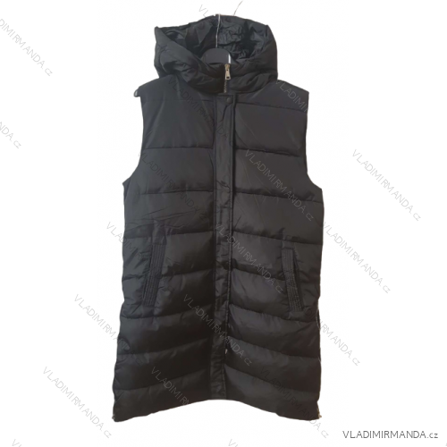 Vesta bez rukávov dámska nadrozmer (46-56) POLSKÁ MODA BLI22008/DU čierna 50