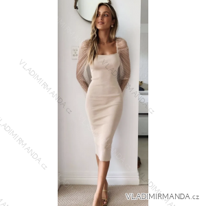 Šaty elegantný dlhý rukáv dámske (S/M ONE SIZE) TALIANSKA MÓDA IMPOC237053