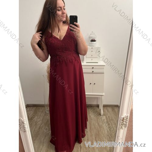 Šaty plesové elegantné spoločenské bez rukávu dámske nadrozmer (L/XL/2XL ONE SIZE) TALIANSKA MÓDA IMM23XF-324