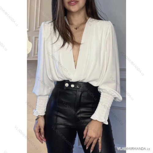Body/blúzka elegantný dlhý rukáv dámske (S/M ONE SIZE) TALIANSKA MÓDA IMPBB23C26526
