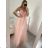 Šaty spoločenské elegantné na ramienka dlhé plesové dámske (S/M, M/L ONE SIZE) TALIANSKA MÓDA IMM229067L - modrá mintova - S/M