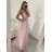 Šaty spoločenské elegantné na ramienka dlhé plesové dámske (S/M, M/L ONE SIZE) TALIANSKA MÓDA IMM229067L - modrá mintova - S/M