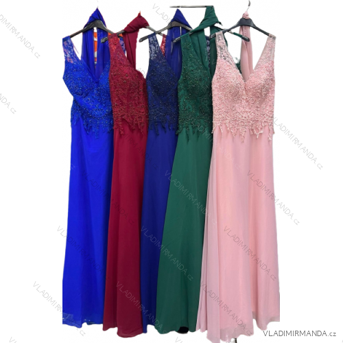 Šaty spoločenské elegantné plesové dlhé na ramienka dámske (S/M ONE SIZE) TALIANSKA MÓDA IMM23324hk