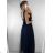 Šaty dlhé spoločenské elegantné plesové dámske (S/M ONE SIZE) TALIANSKA MÓDA IMM22Q52232/DR6 tmavě modrá
