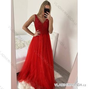 Šaty dlouhé společenské na ramínka dámské (M/L, L/XL) ITALSKÁ MÓDA IMPSH2460019