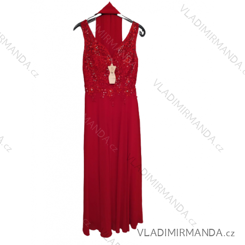 Šaty spoločenské elegantné plesové dlhé na ramienka dámske (S/M, L/XL) FRANCÚZSKA MÓDA FMF23957