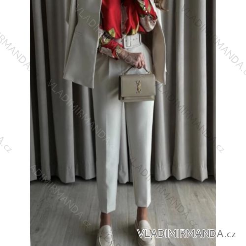 Kalhoty dlouhé s páskem dámské (S-XL) ITALSKÁ MÓDA IMPGM237884 biela S