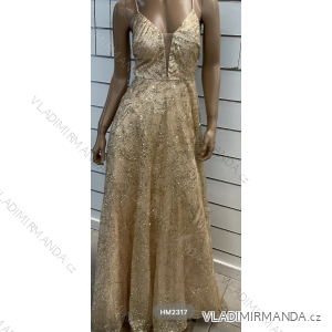 Šaty dlhé elegantné spoločenské na ramienka dámske (S/M ONE SIZE) TALIANSKA MÓDA FMPRP23HM2317