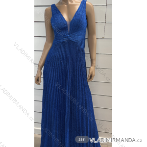 Šaty dlhé elegantné skladané na ramienka dámske (S/M ONE SIZE) TALIANSKA MÓDA FMPRP232311