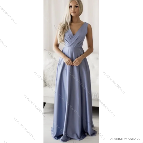 Šaty dlhé elegantné spoločenské na ramienka dámske (S/M ONE SIZE) TALIANSKA MÓDA FMPRP23R1395
